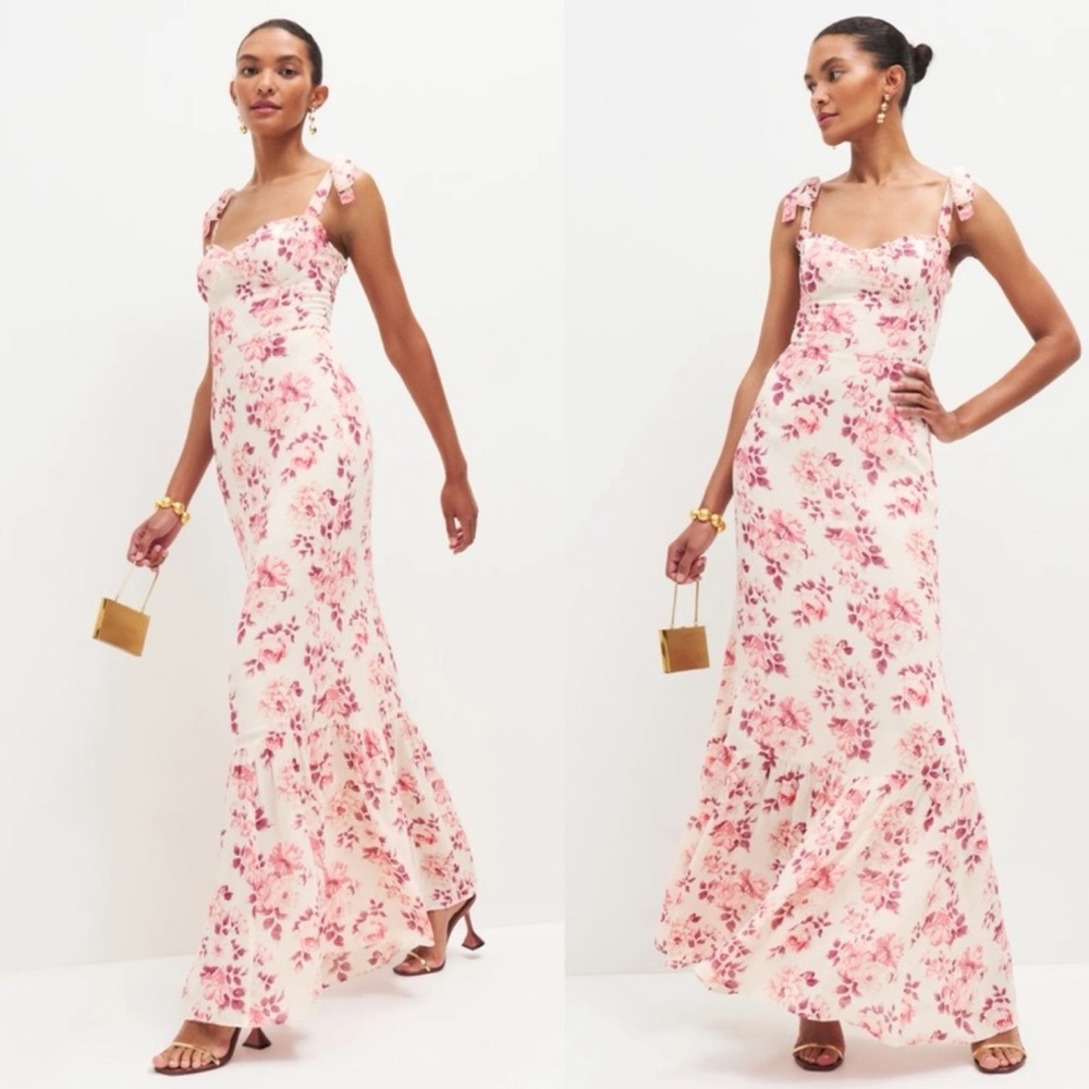 Reformation Jasen Dress in Missy Size 6 Long Floral Sweetheart Neckline $348